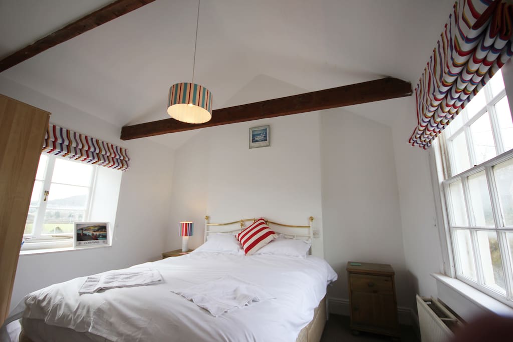 Bedroom with fantastic views over the valley and great corner bath