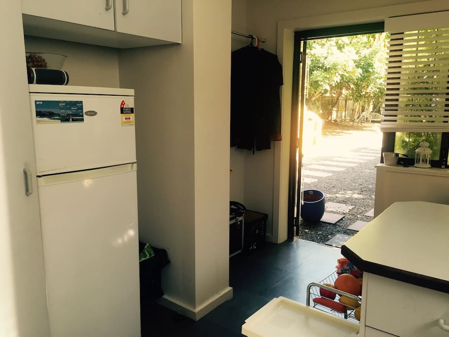 We are on the ground floor so kitchen opens into the garden.
