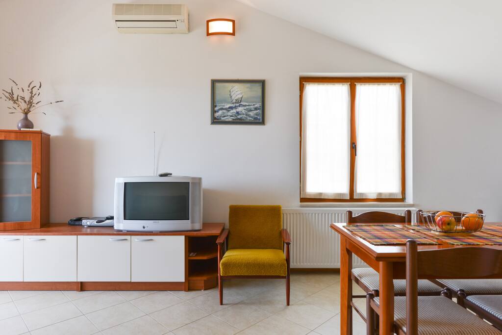 living room and dining area