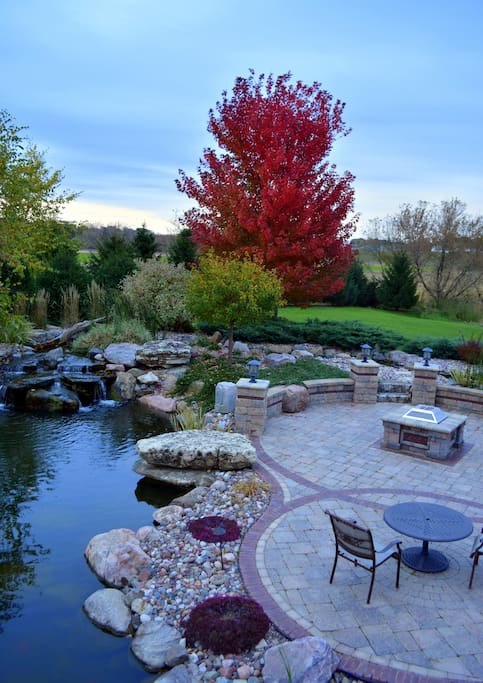 Backyard with swimming pond