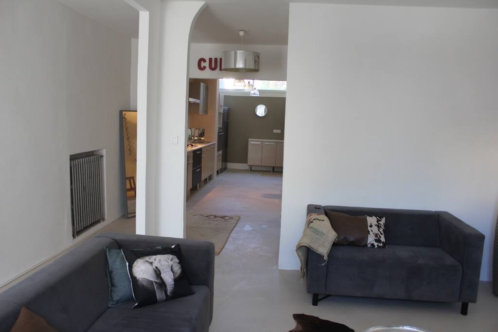 salon ouvert sur l'espace cuisine