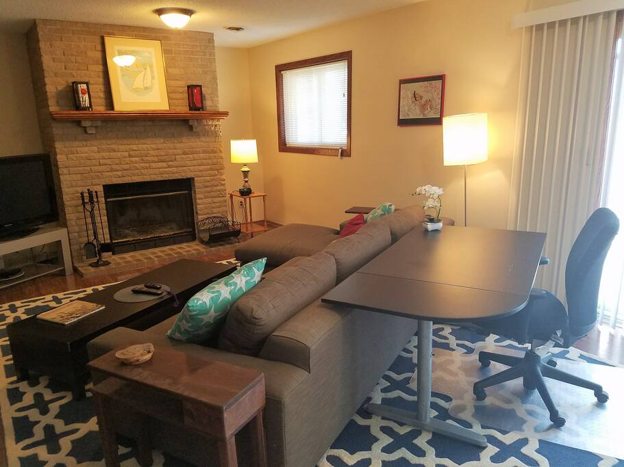Kick back and watch TV on the couch, or buckle down and work at the desk