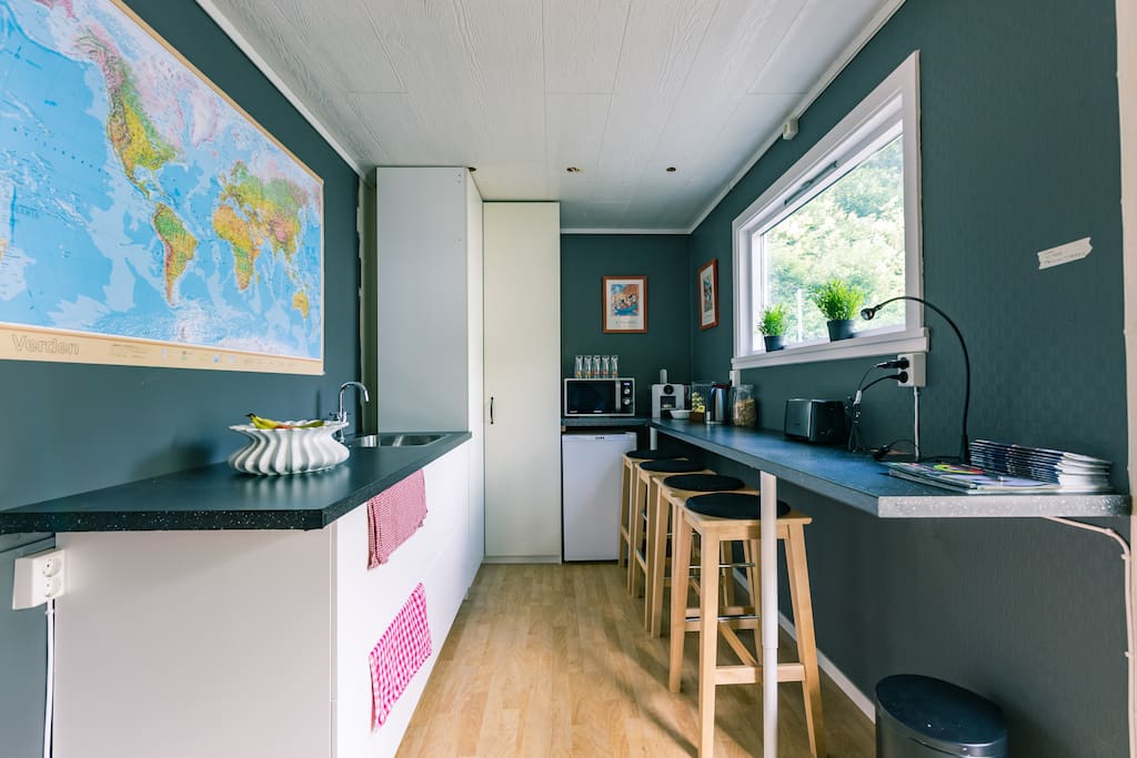 Common area: Micro, fridge, sink, watercooker, toaster, coffe