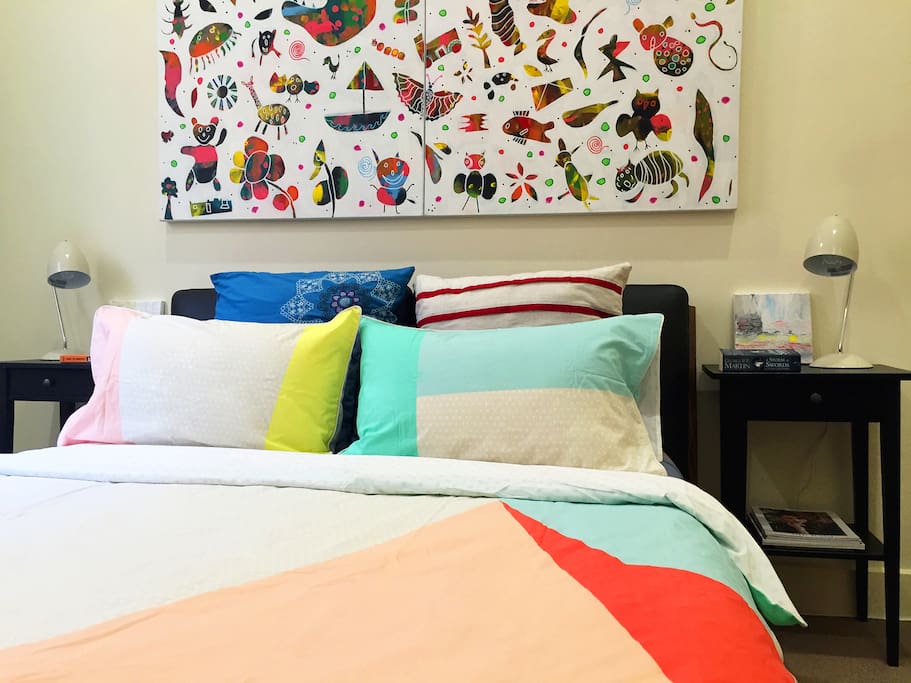 Enjoy your sleep in the master bedroom with a firm queen bed.