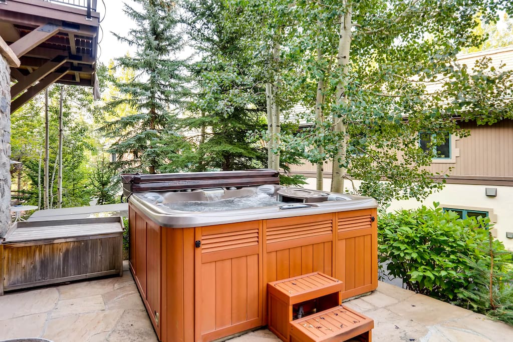 Slide into your private hot tub after a day exploring the mountain.