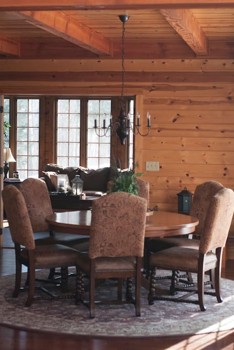 Seating for 6 at the large custom dining table