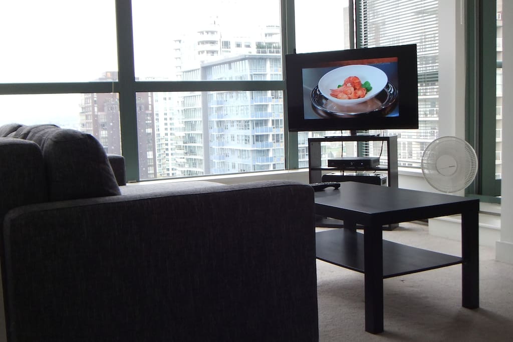 42" TV (note, the carpet has been replaced with laminate flooring)
