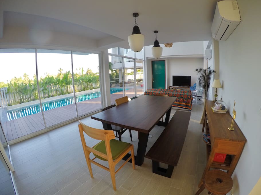Large dining table for a cosy and intimate meal