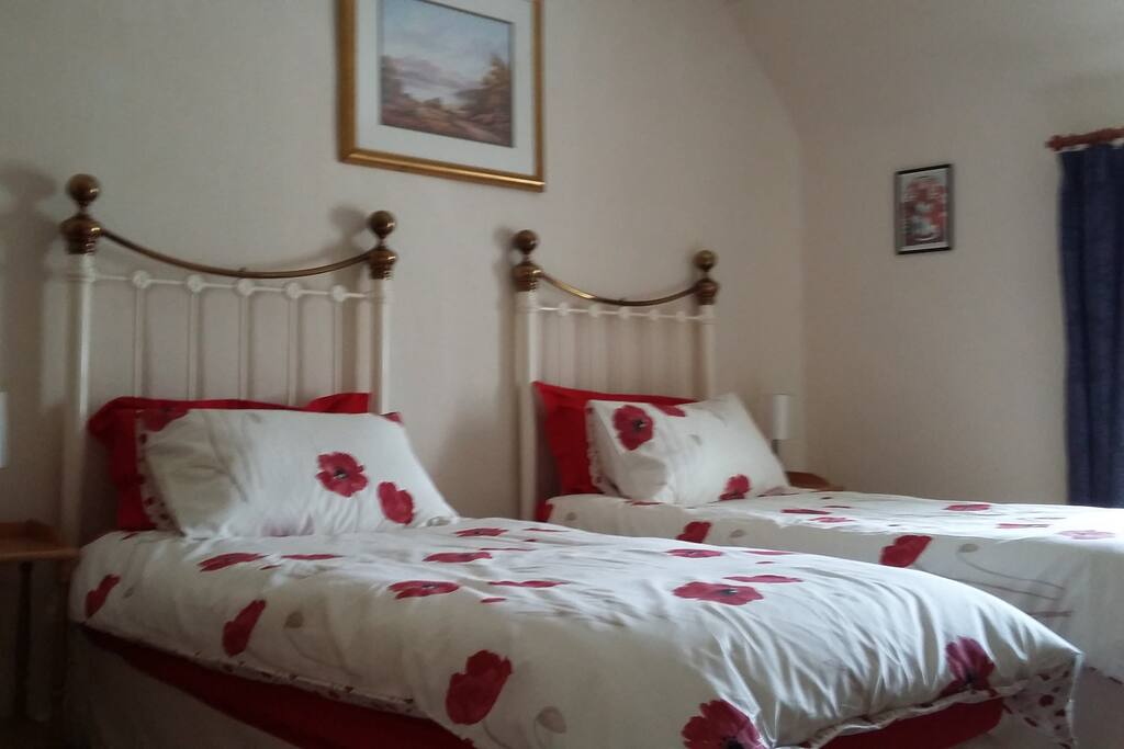 Twin-bed ensuite room with views over Drumnadrochit Village Green