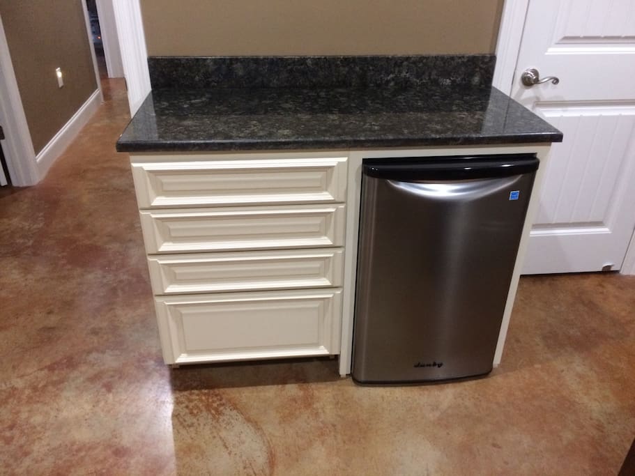 Mini fridge with storage drawers