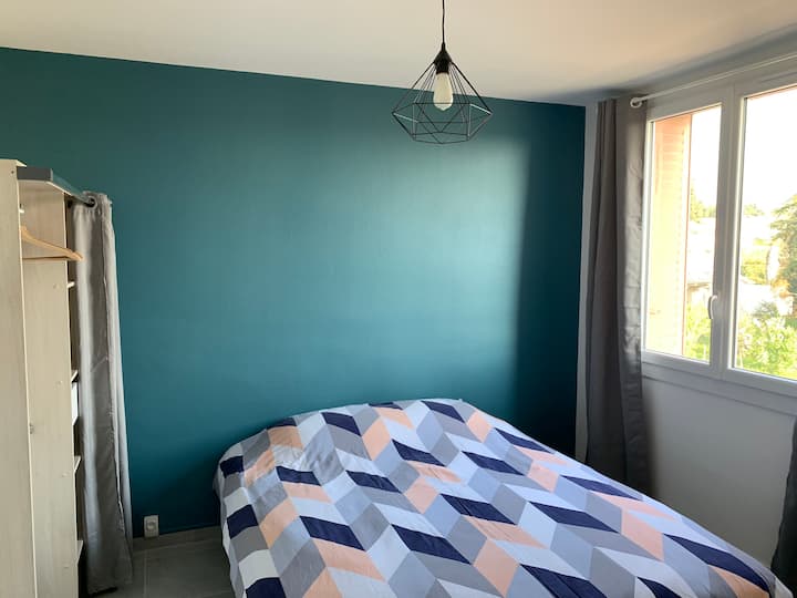 The first bedroom with a dressing area