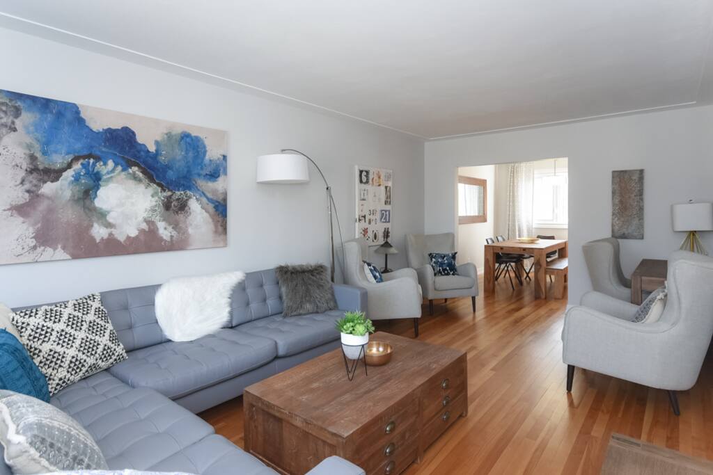 Living room and dining room