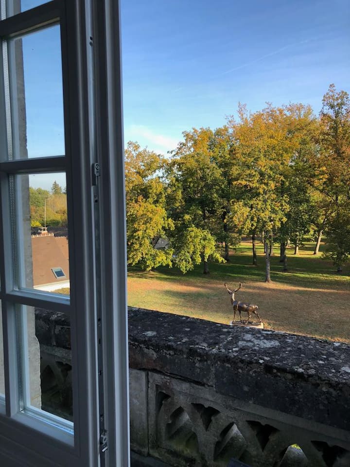 Pamje nga dhoma kryesore e gjumit në katin e parë (duplex)