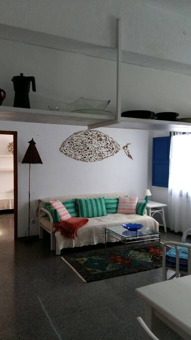 living room with sofa bed