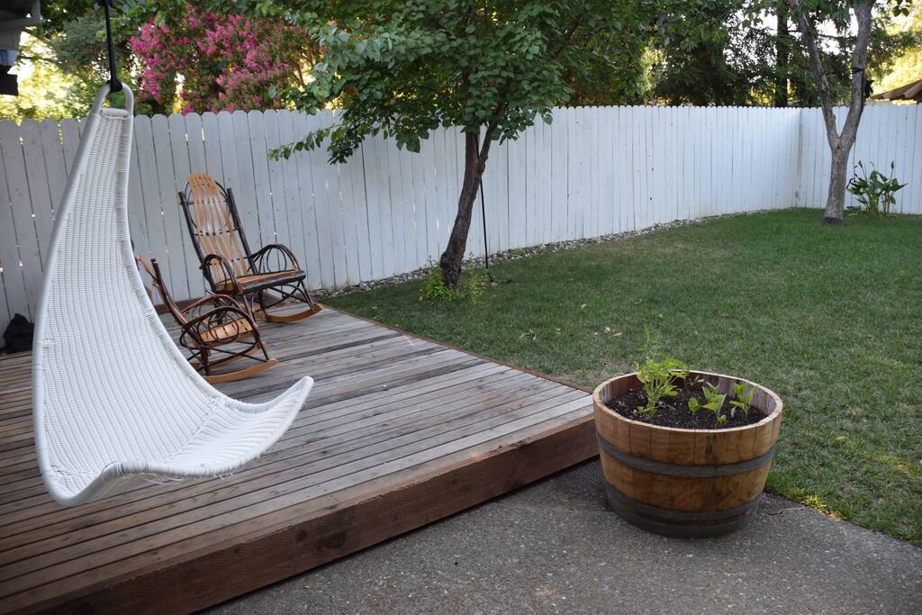 Relax in our quiet, enclosed backyard.