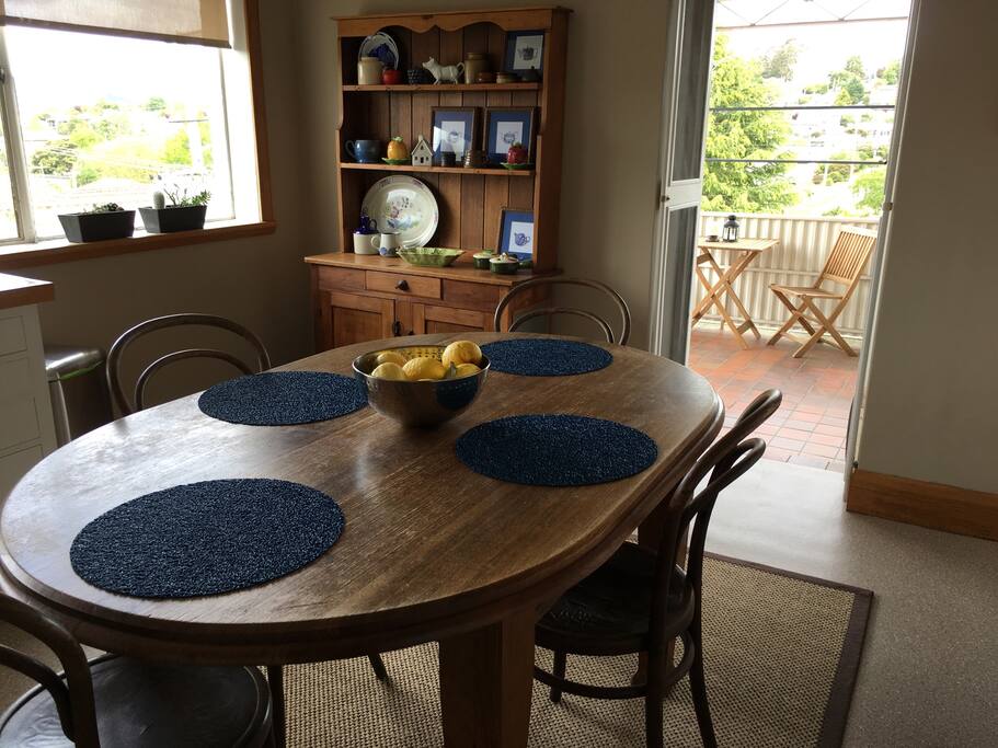 Kitchen opening onto patio