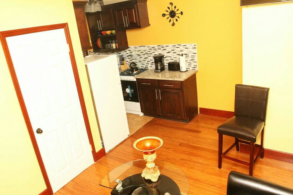 Living room and kitchen area