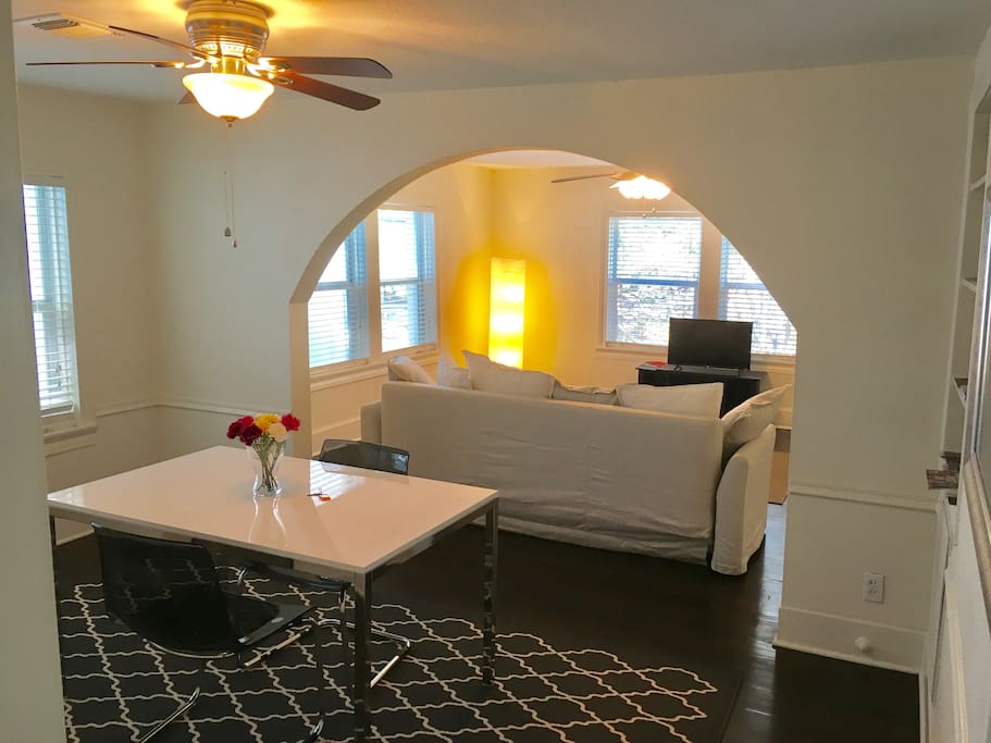 Living room and dining room