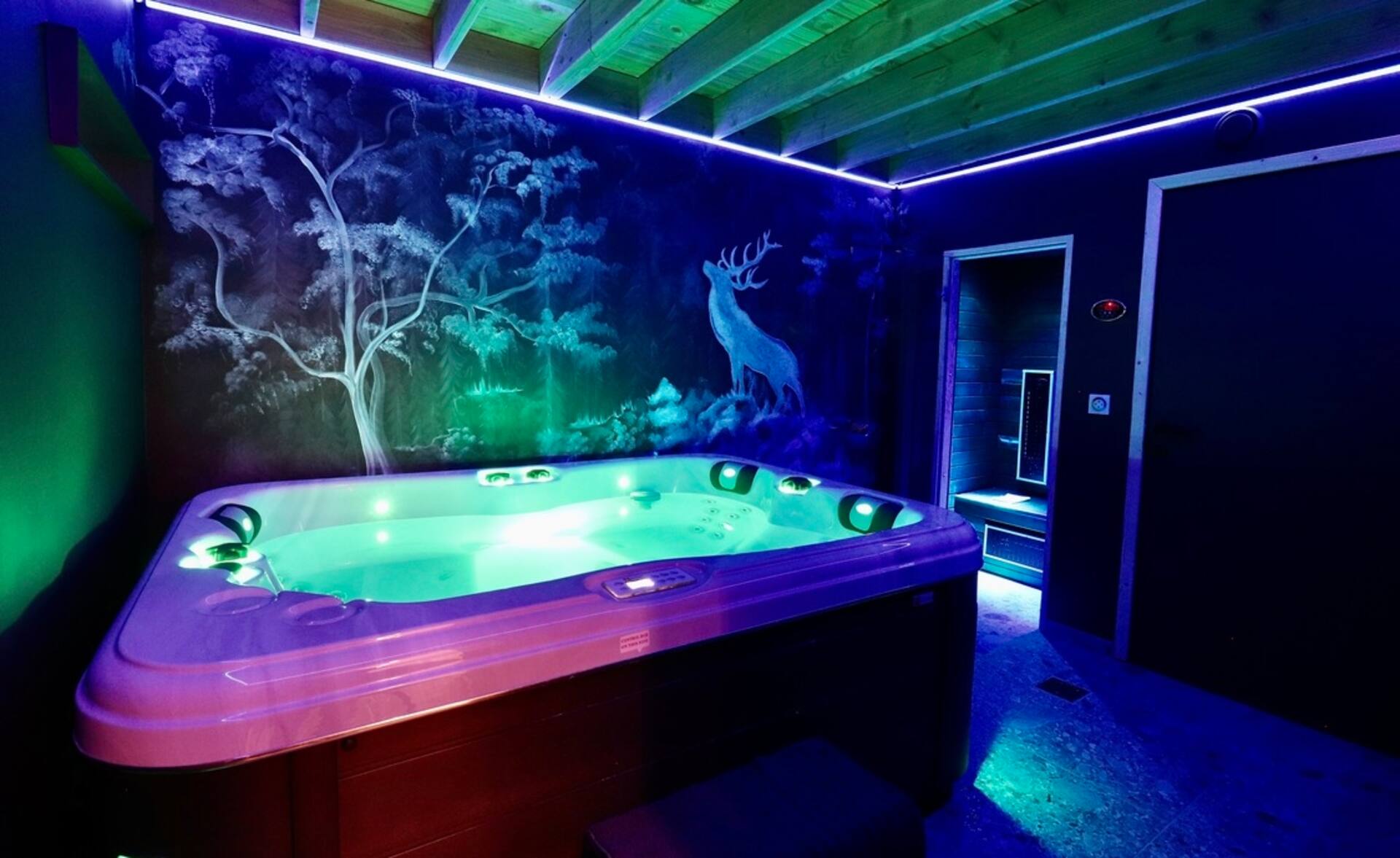 Duplex with private hot tub and sauna