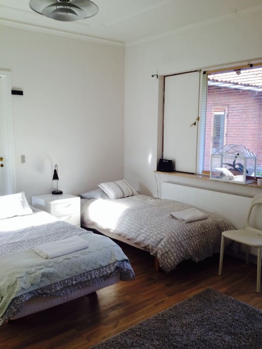 Room A can have 1 double and 2 singles, 4 singles or 2 double beds