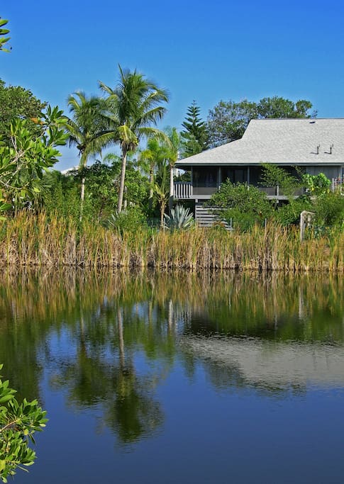 Mango House as seen from the private lake
