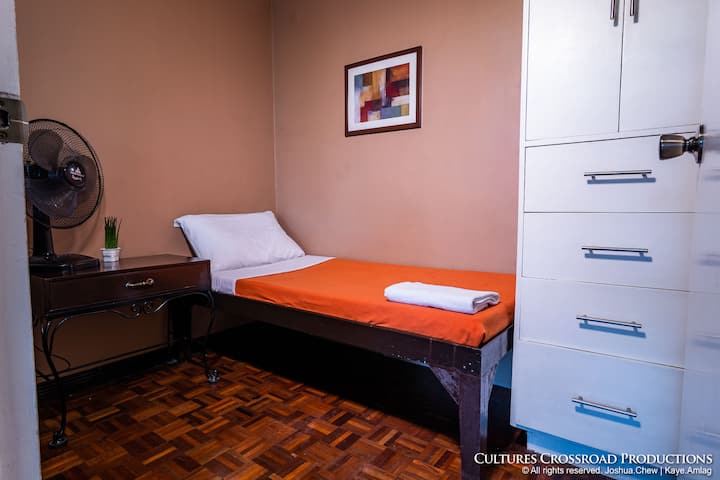 Bedroom #2. It has a single bed (30" x 70").