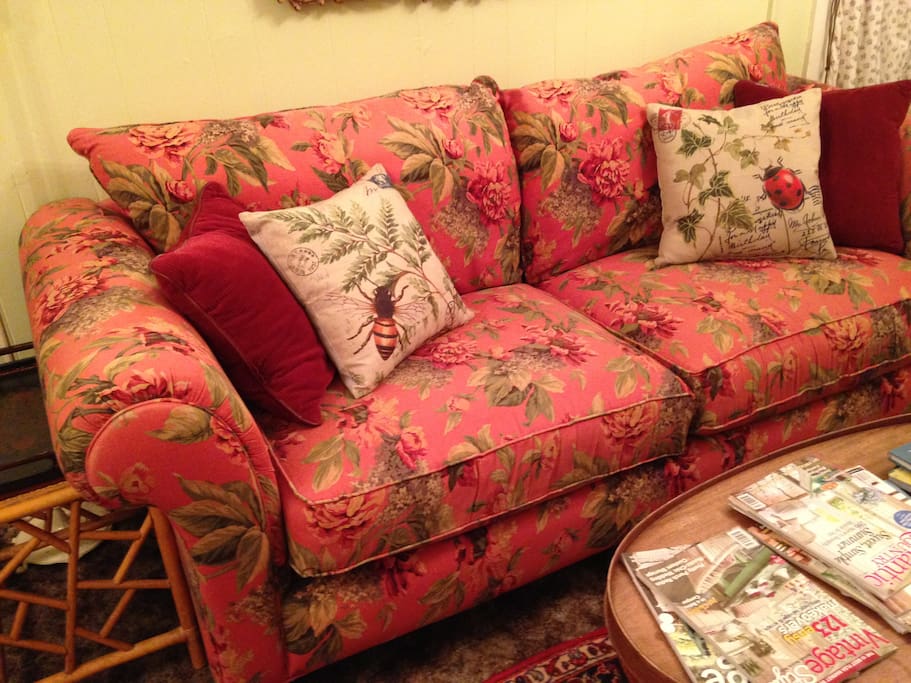 Sink into a soft chintz sofa for a needed nap.