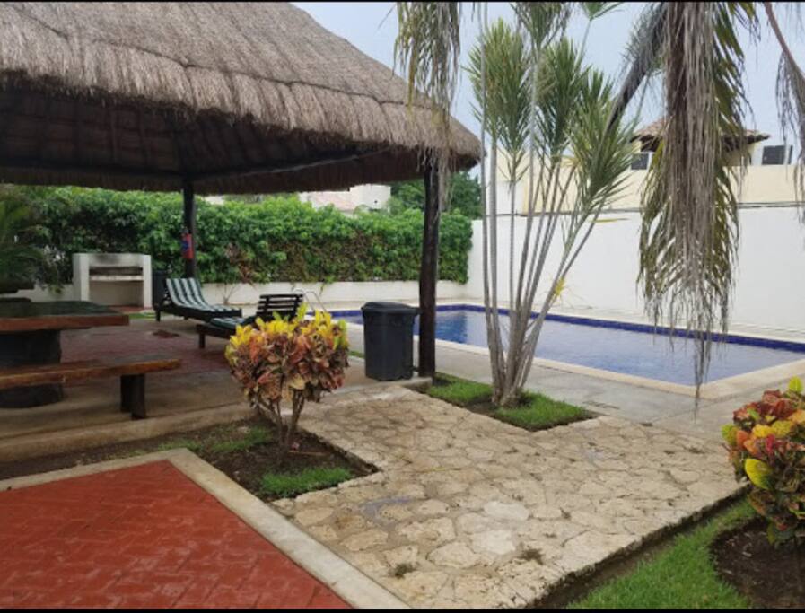 Palapa y alberca