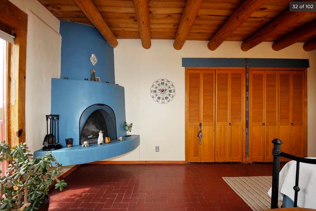 Master bedroom with Kiva fireplace