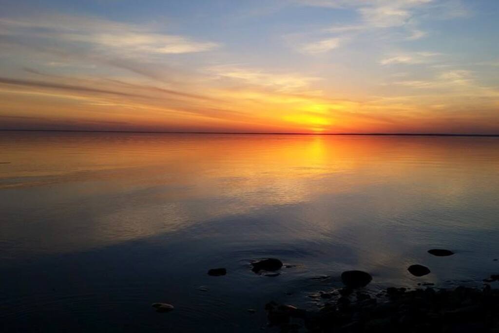 Sunset from the private beach