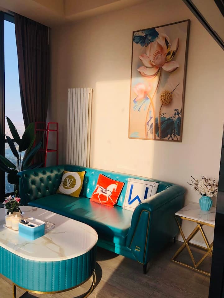 通州北关6号线环球主题公园新光大中心通州运河商务区万达购物朝阳大ins风网红风Loft复式落地窗观景