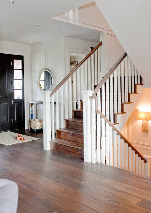 Entrance and stairs (main level and upstairs is for our guests, while the stairs that lead downstairs will be gated).
