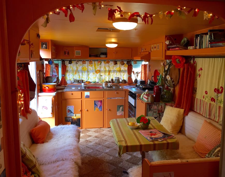 Kitchenette and sitting area (she's quite spacious for a van...)