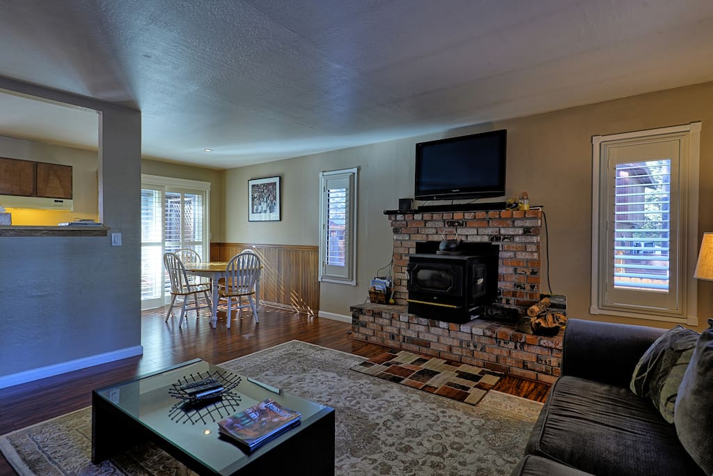 Family room with wood burning stove