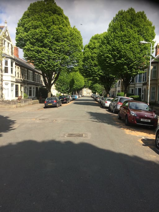 Wide road with visitors parking permit available on request