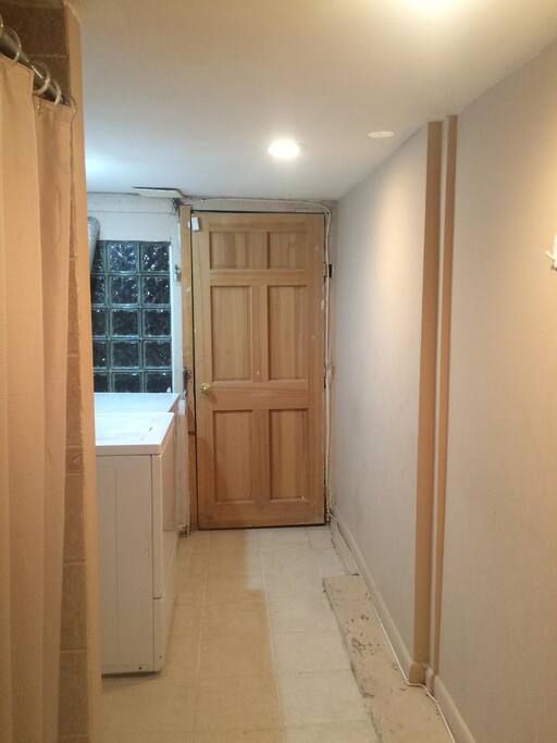 View of basement door passage way.