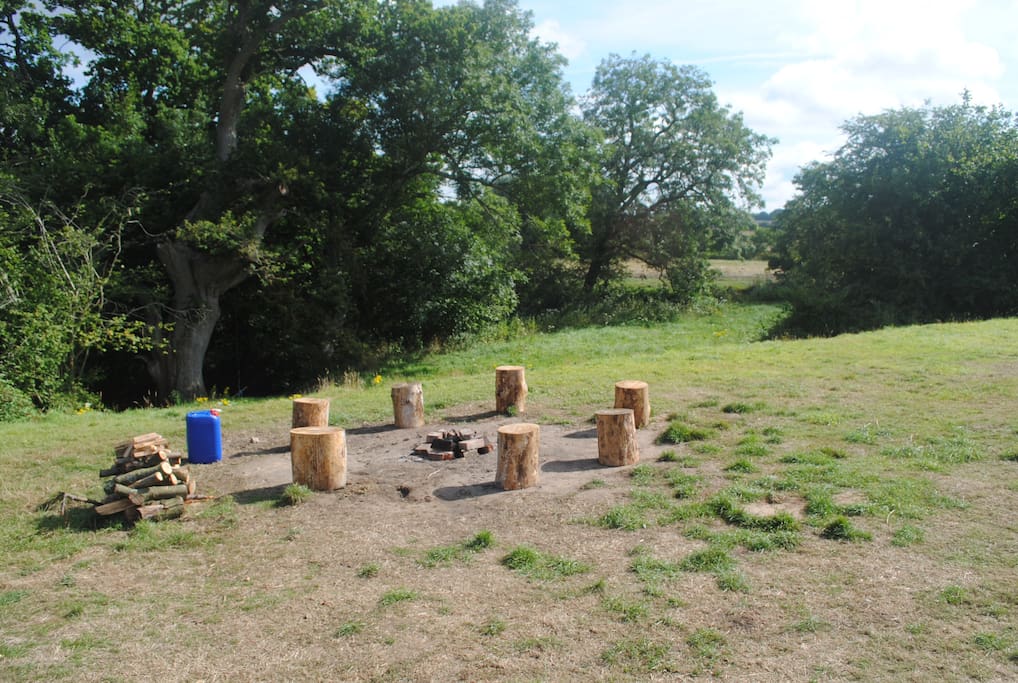 Campfire and seating area