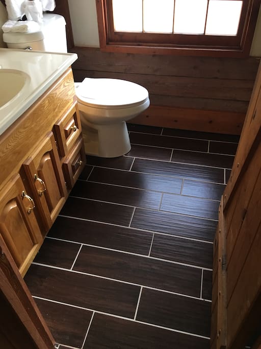 Newly tiled bathroom