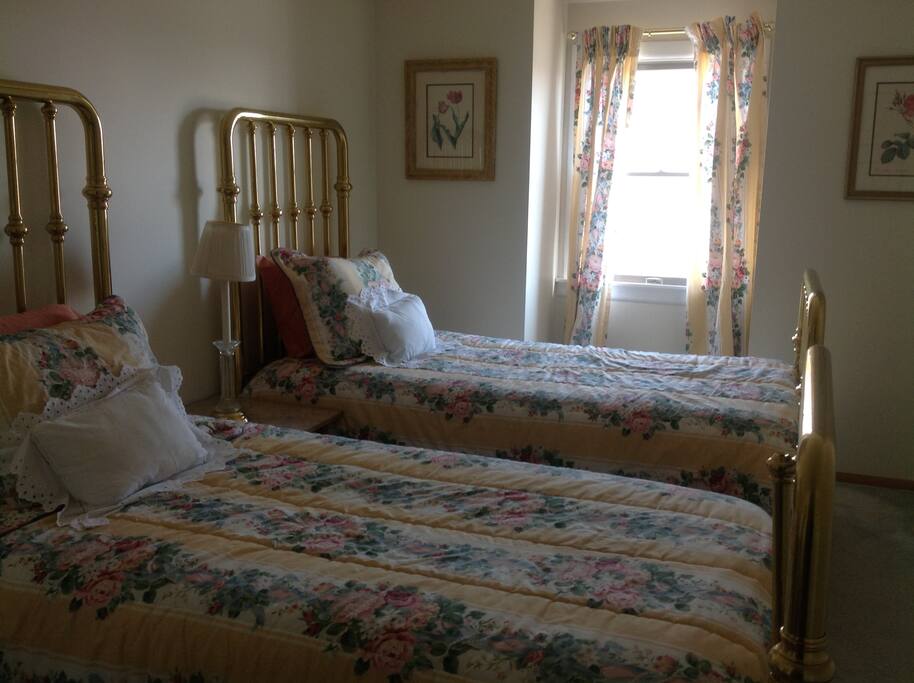 Bedroom #2 with brass beds
