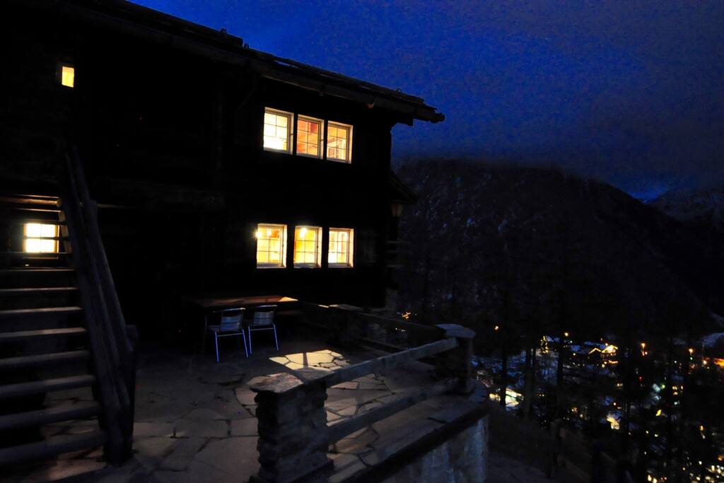 Night view with village below