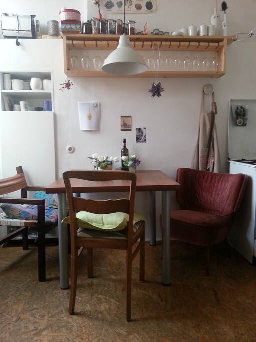our shared kitchen. have a talk with my roommates!
