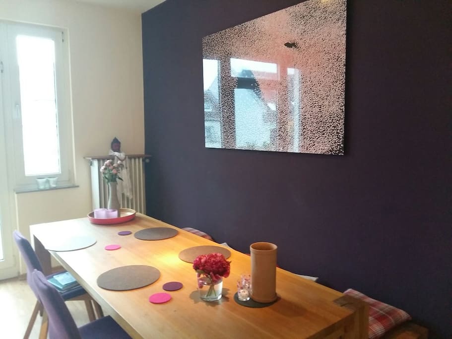 Big table in the livingroom.