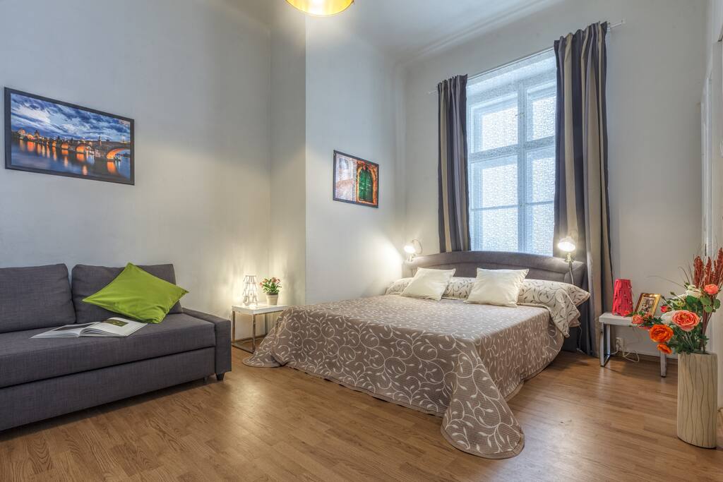 2 Bedroom: with king-size bed for two person and foldout sofa for two person.