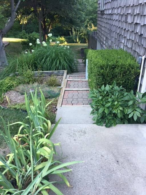 The stairs down to your private entrance to the basement level