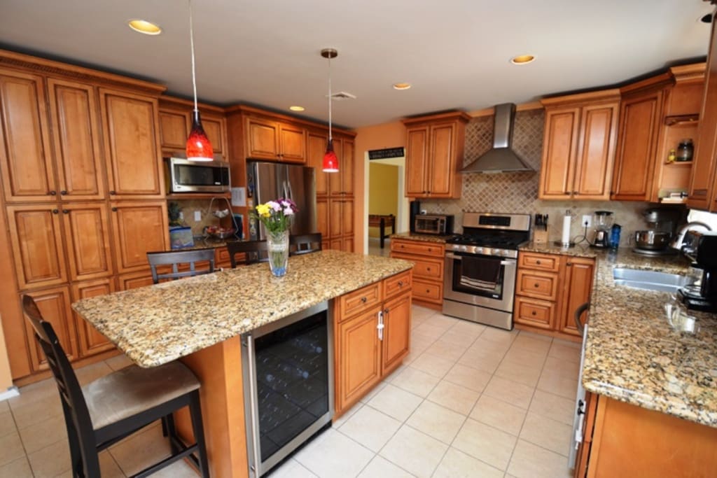 Updated kitchen with wine cooler