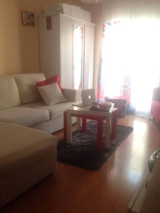 You can use this room both as a living room and bedroom. Sofa becomes double bed.