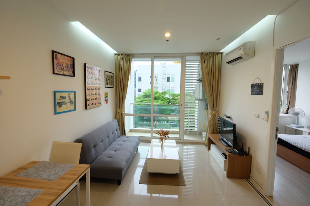 Living room with the sofa bed