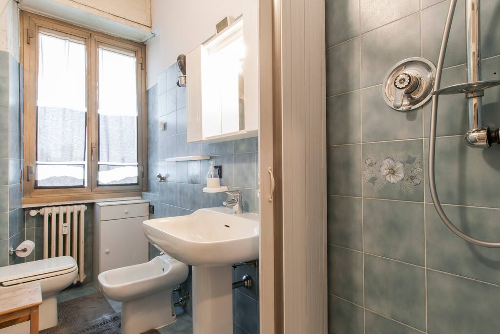 The bathroom and the shower cabin. Fresh towels, shampoo, conditioner, shower gel, hairdryer and everything else you might ever need are always at your disposal!
