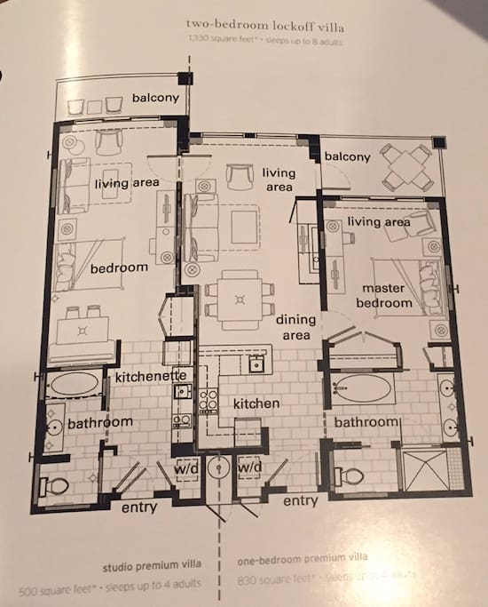 Villa layout - 1330 square feet, sleeps up to 8 people