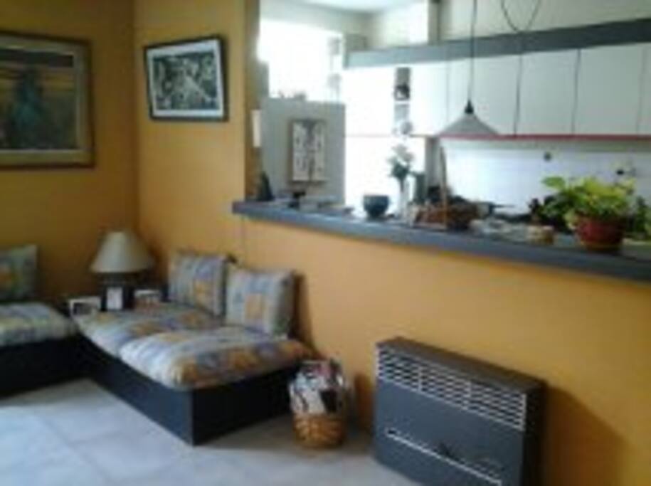 salon integrado con cocina